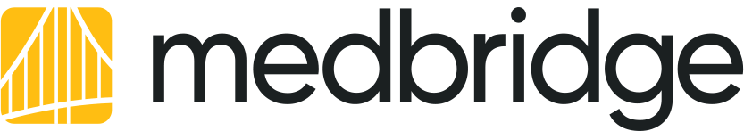 Medbridge logo with bold black text and a yellow stylized icon on the left.